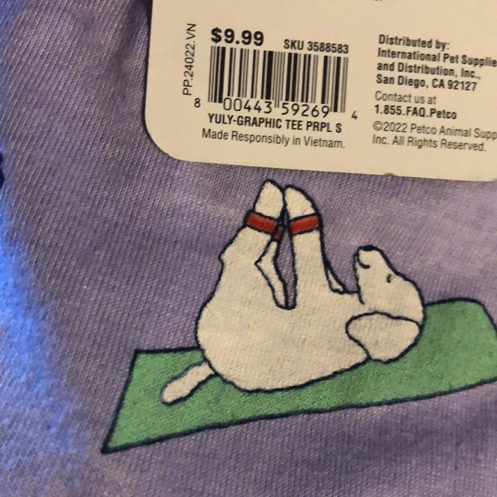 NWT purple yoga dog tee t-shirt S